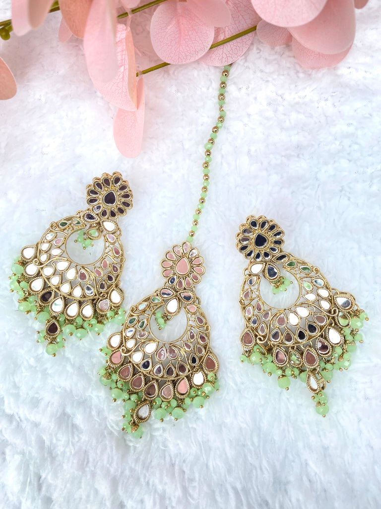 Green Tikka & Earring Set