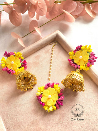  Pink Yellow Earring Set