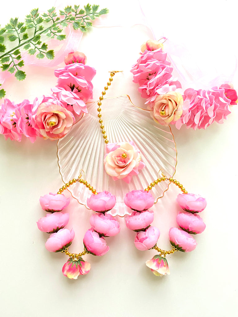 pink flower jewellery set