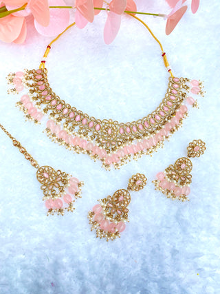 Amal Pink Necklace in Gold
