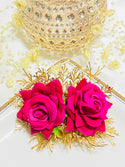 Hot Pink and Gold Flower Hair Comb