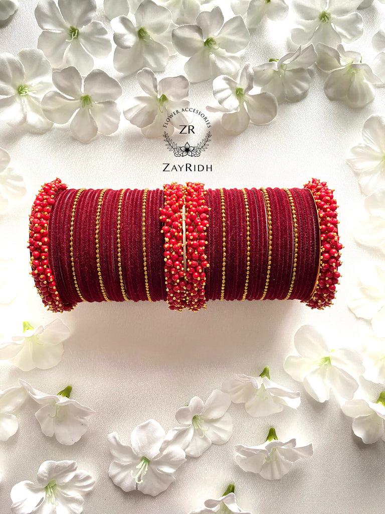 Maroon indian bangles set 