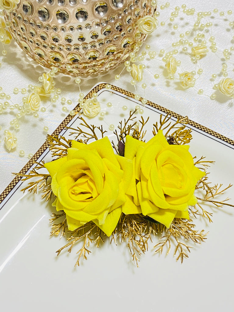 Yellow and Gold Flower Hair Comb