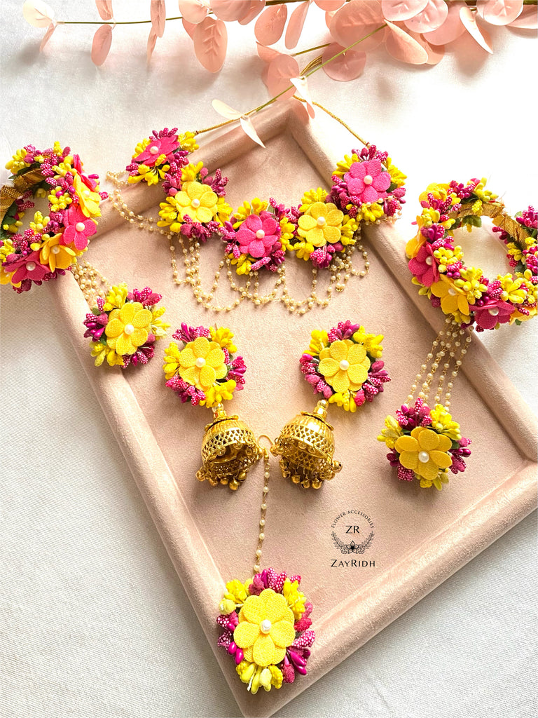  Pink Yellow Choker Set