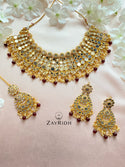 Rayanna Maroon Kundan Necklace Set