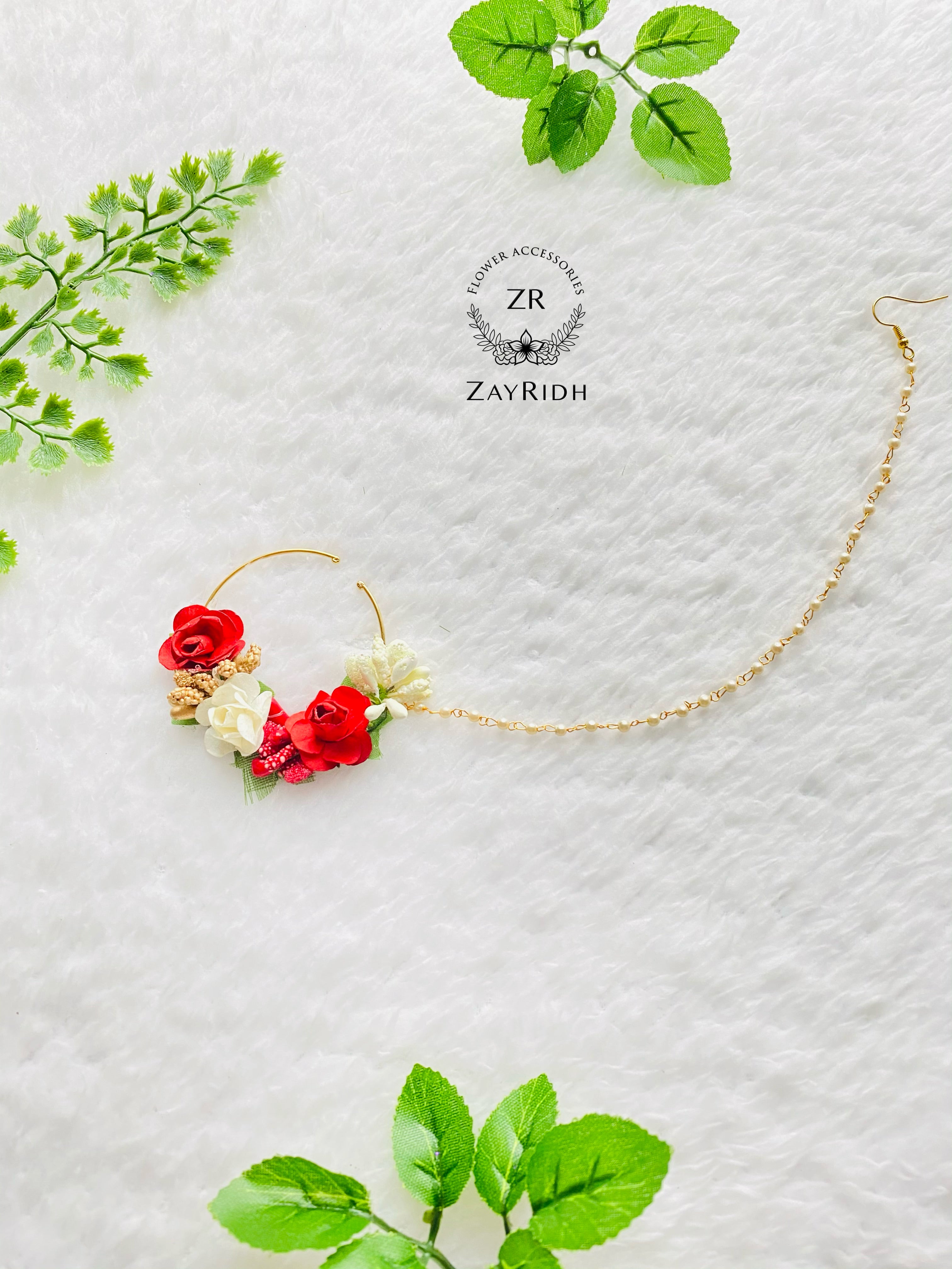 Nath Fake Flower Nose Ring LAMANSH ?Floral Nose Ring Nath Set For