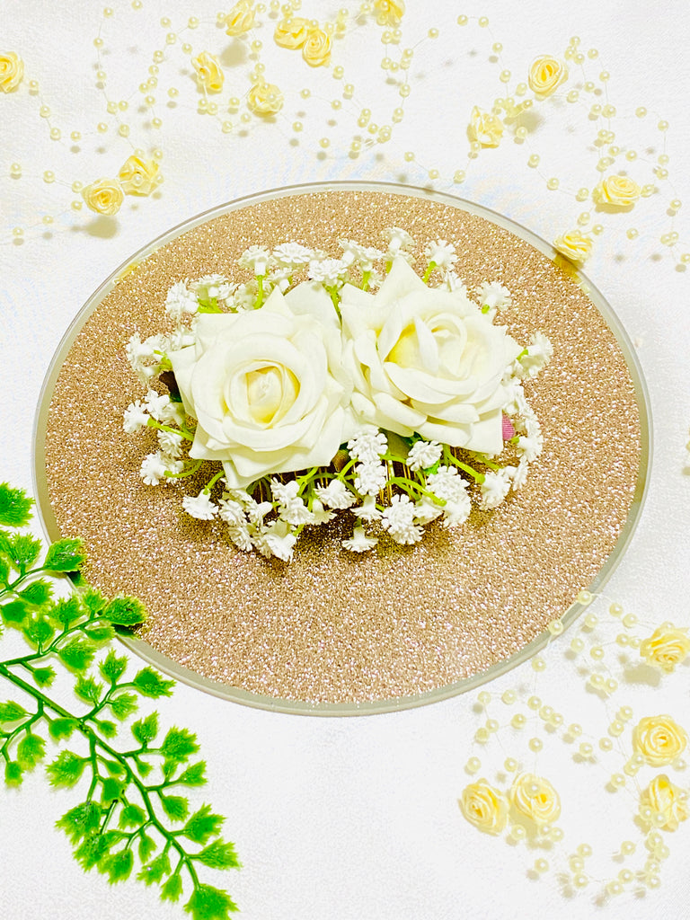 White flower hair comb