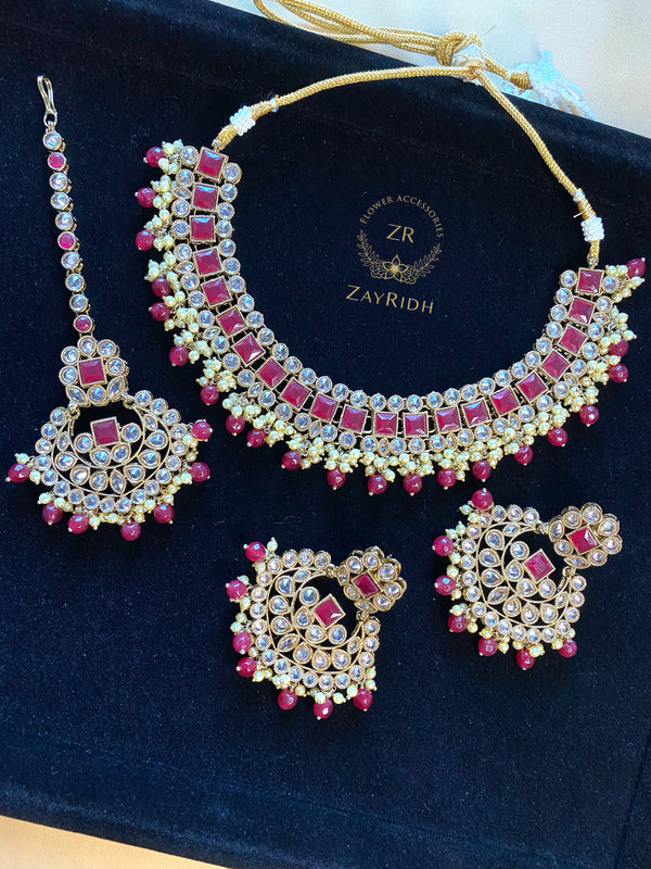 Zarin Maroon Necklace Set