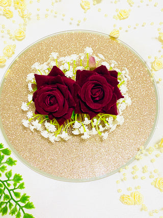 Maroon Flower Hair Comb