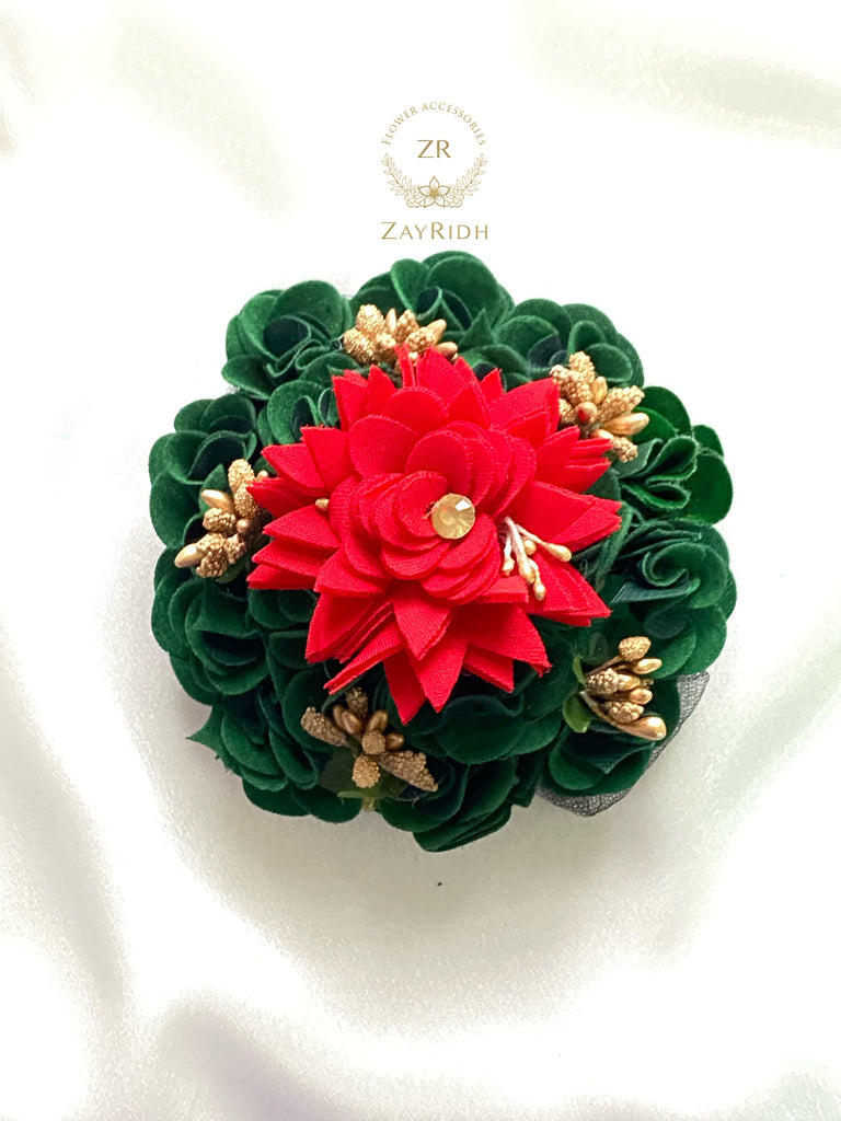 Red & Green Flower Bun