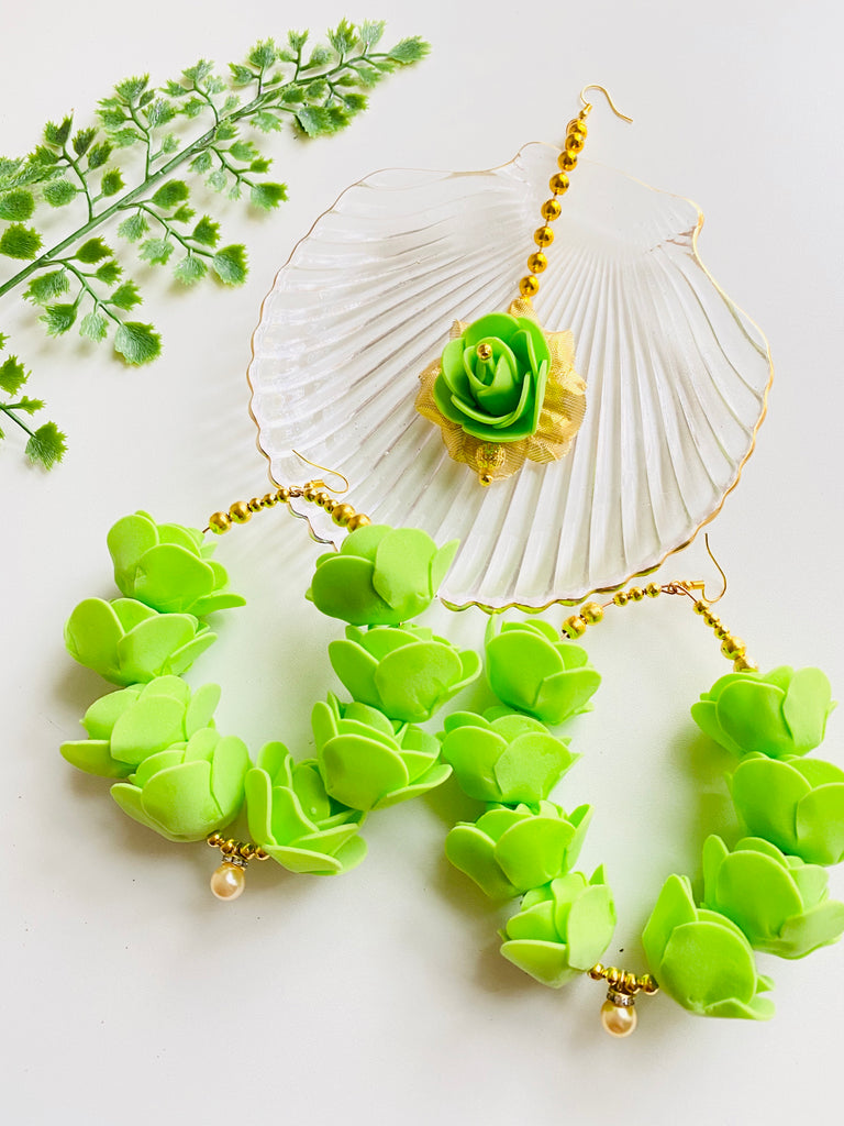 Green mehndi flower jewellery