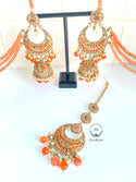Hazera Orange Earrings & Tikka