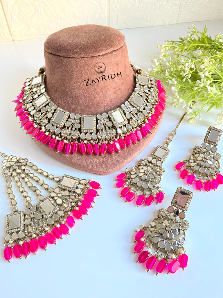 Manisha Pink Mirror Bridal Set