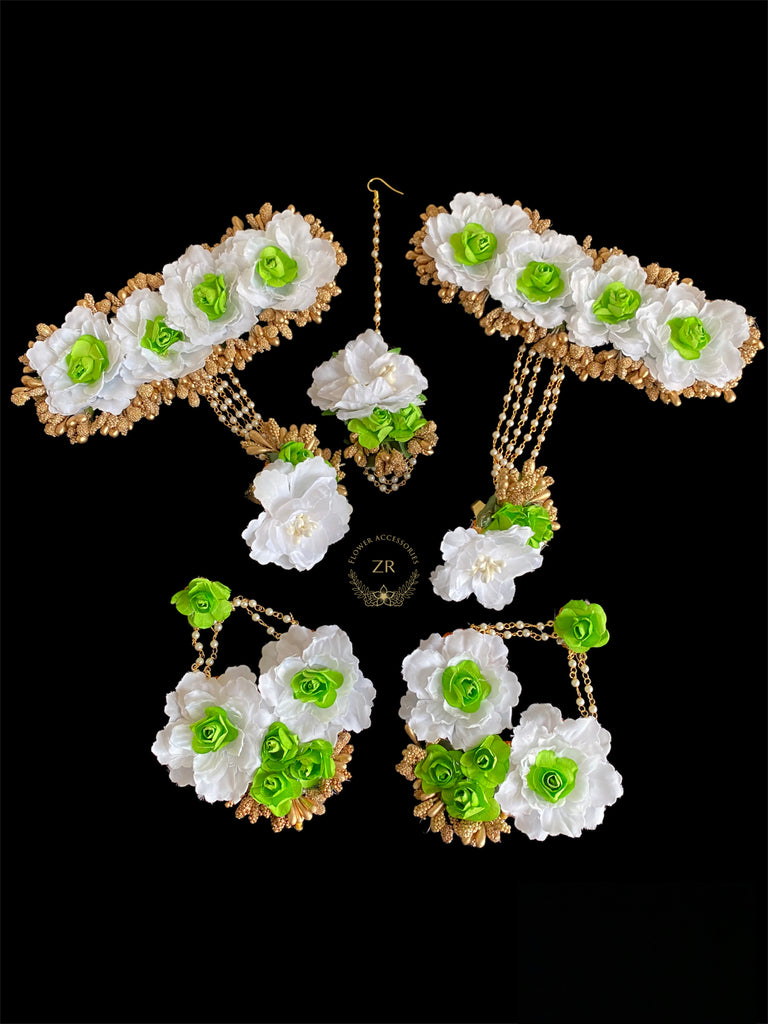 artificial floral green bracelet set