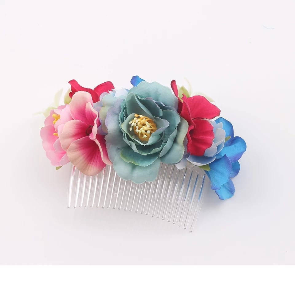 Multicolour Flower hair comb