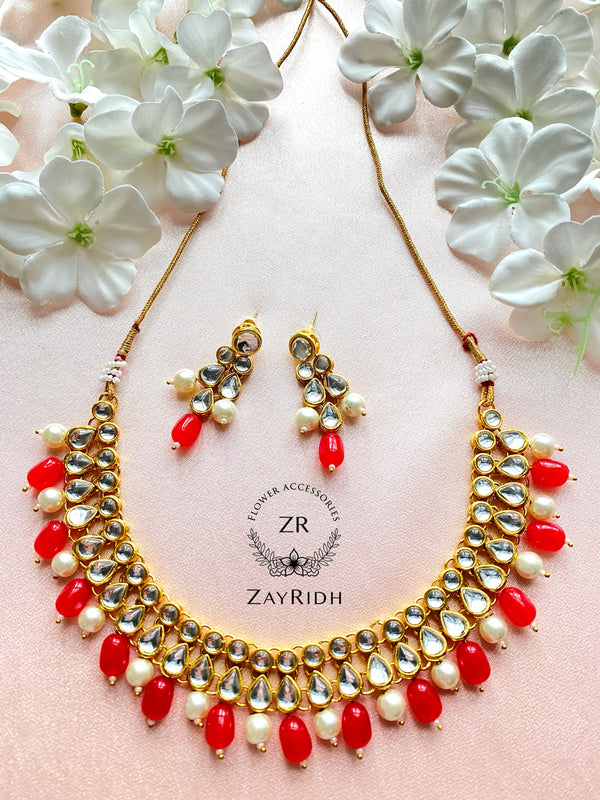 Ivory & Red Necklace Set N04
