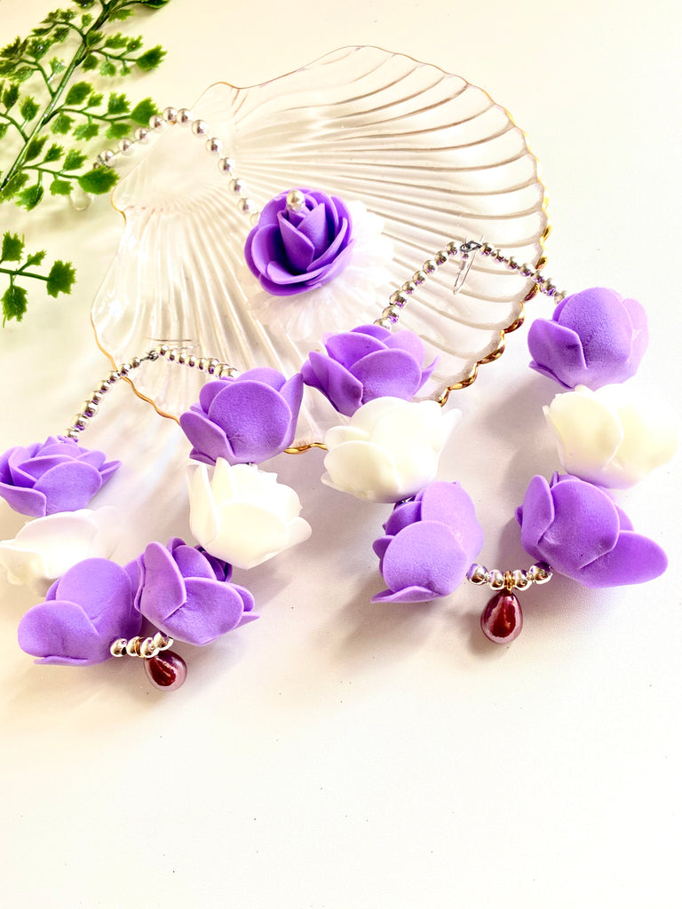 Purple Flower Earrings Set