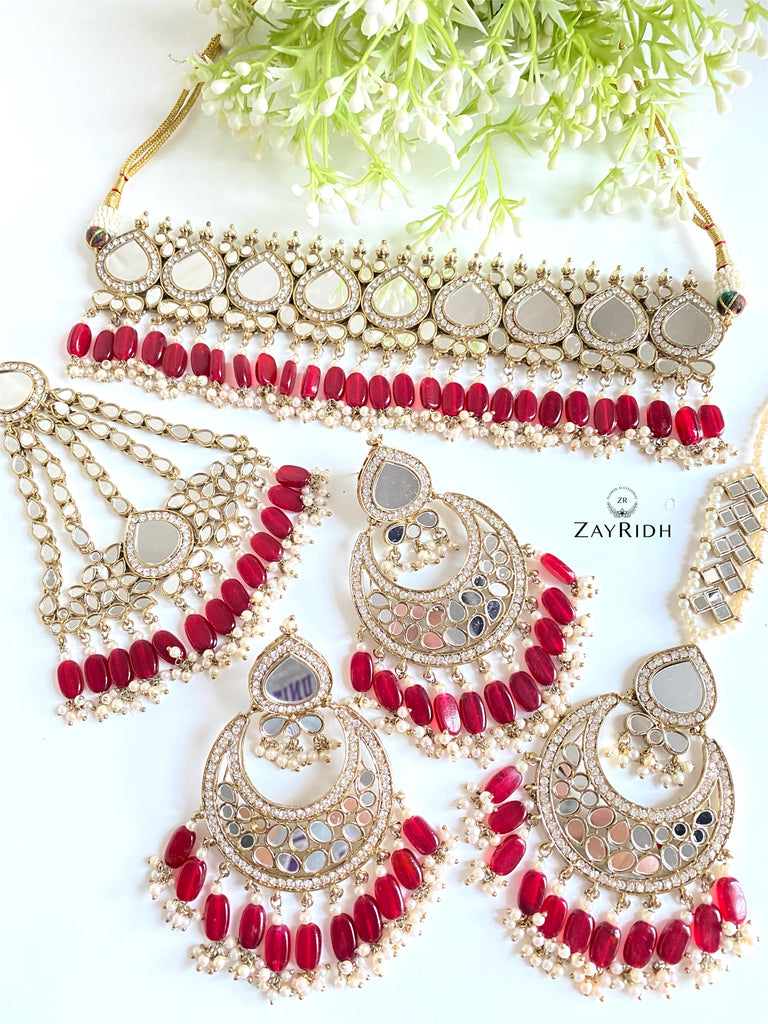 Maroon Indian bridal necklace set