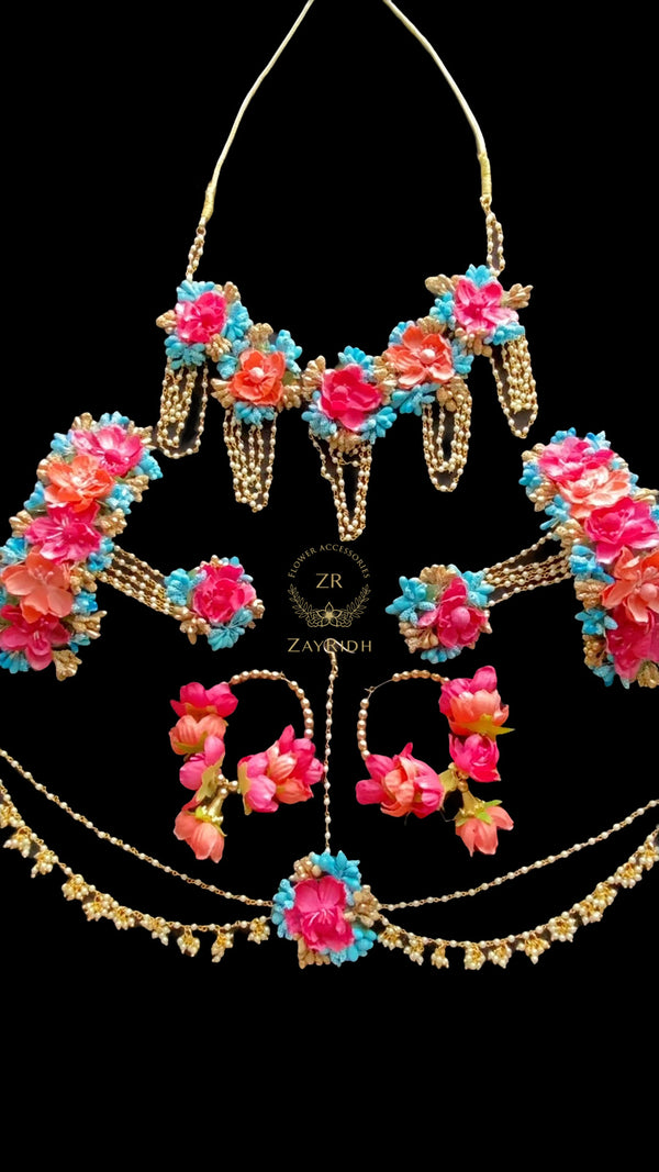 multi colour flower jewellery set