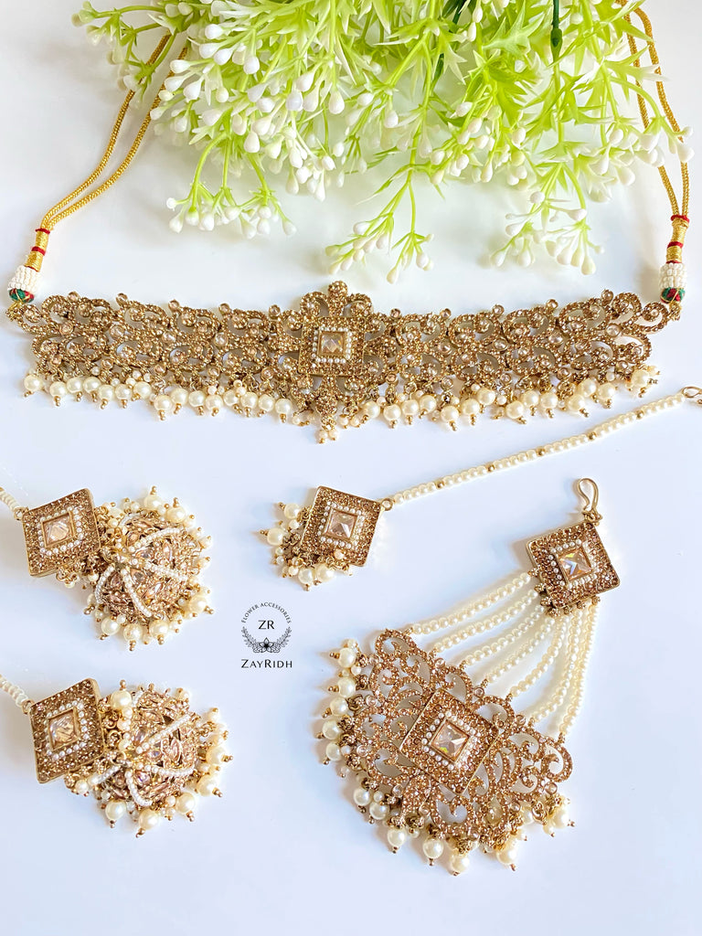 peach bridal choker set for wedding