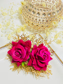 Hot Pink and Gold Flower Hair Comb