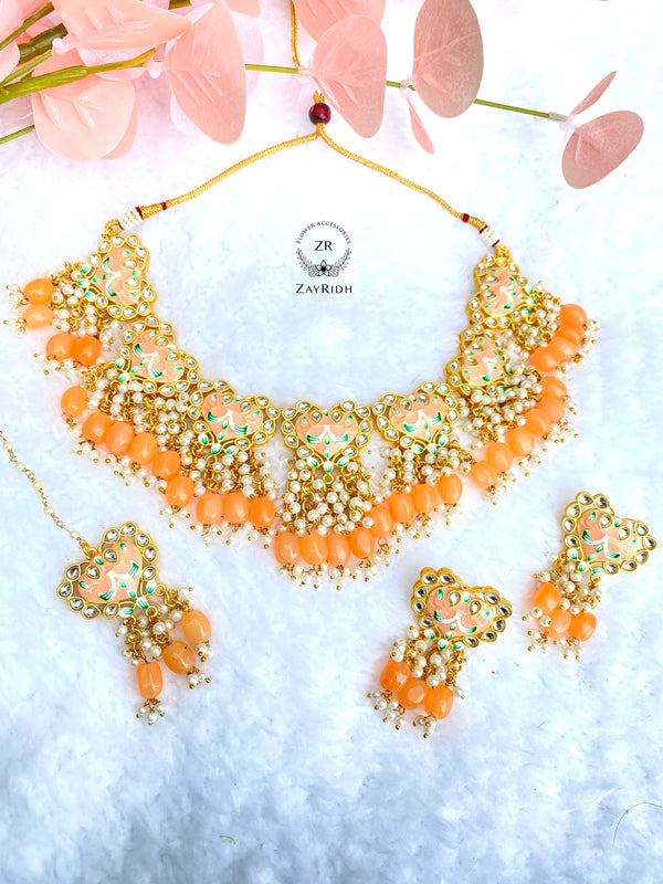 Kiran Peach Meenarkari Necklace Set