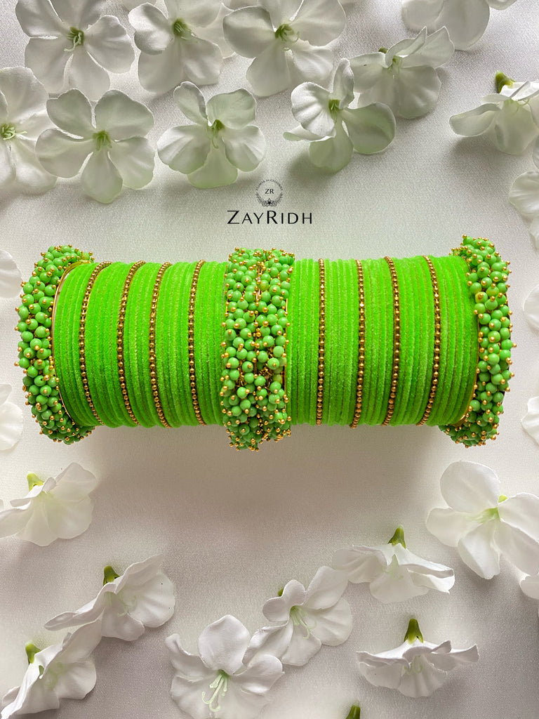 Lime green Asian bangles set