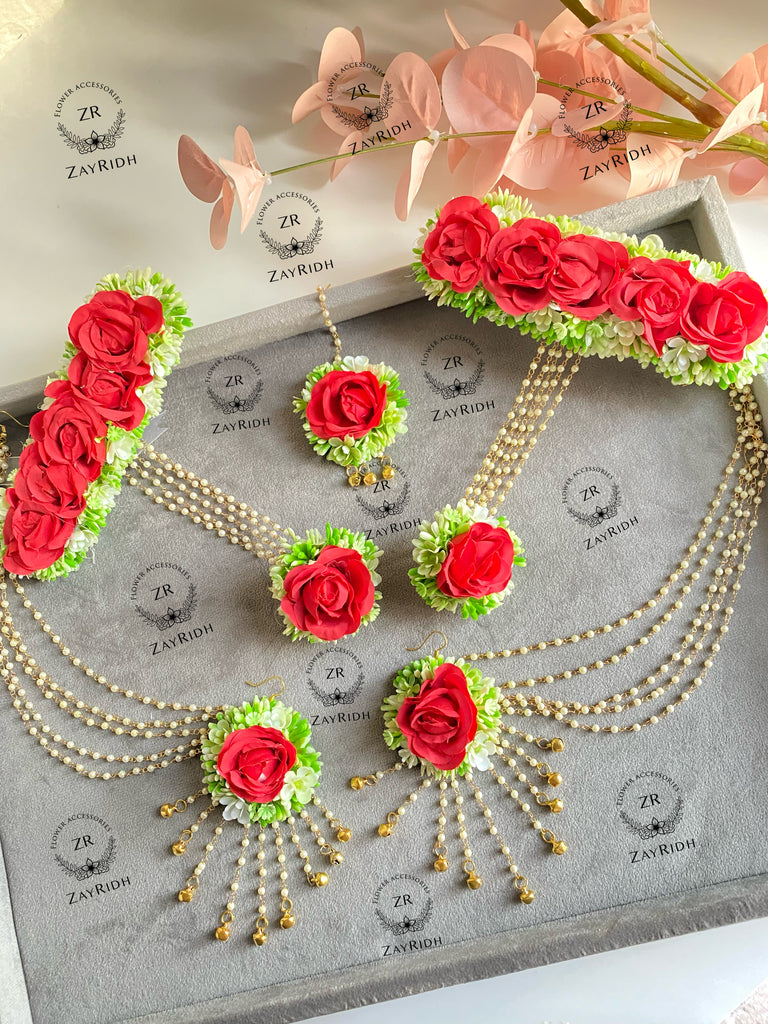 red flower jewellery 