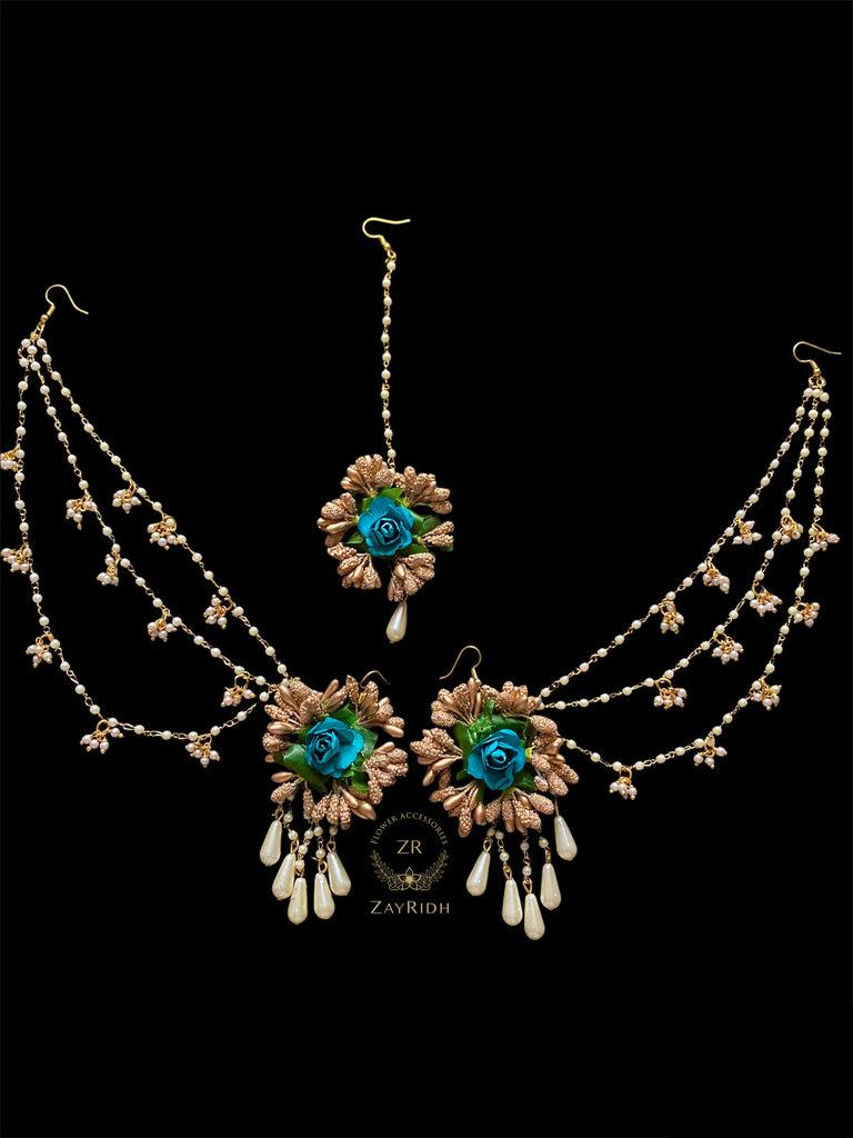  Green  Earrings Tikka Set