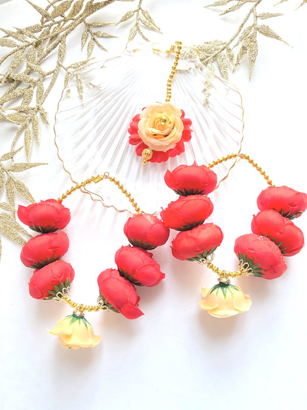 flower earrings & tikka