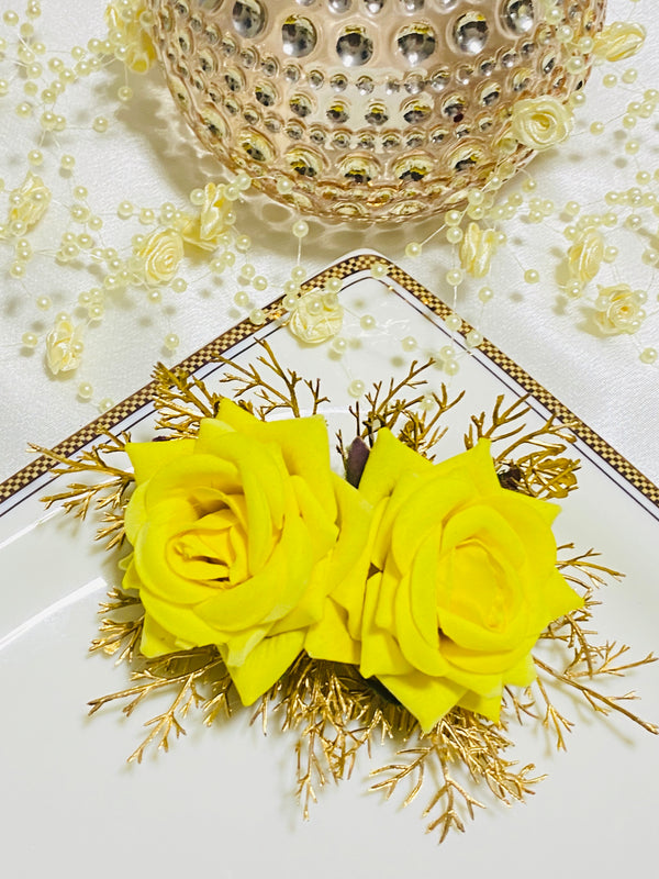 Yellow and Gold Flower Hair Comb