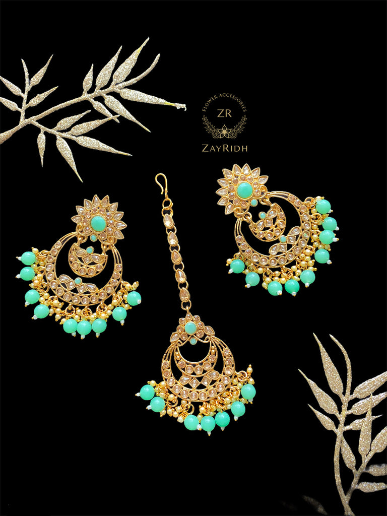  Green Earring Set and Tikka 