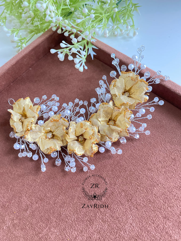 golden floral hair gajra