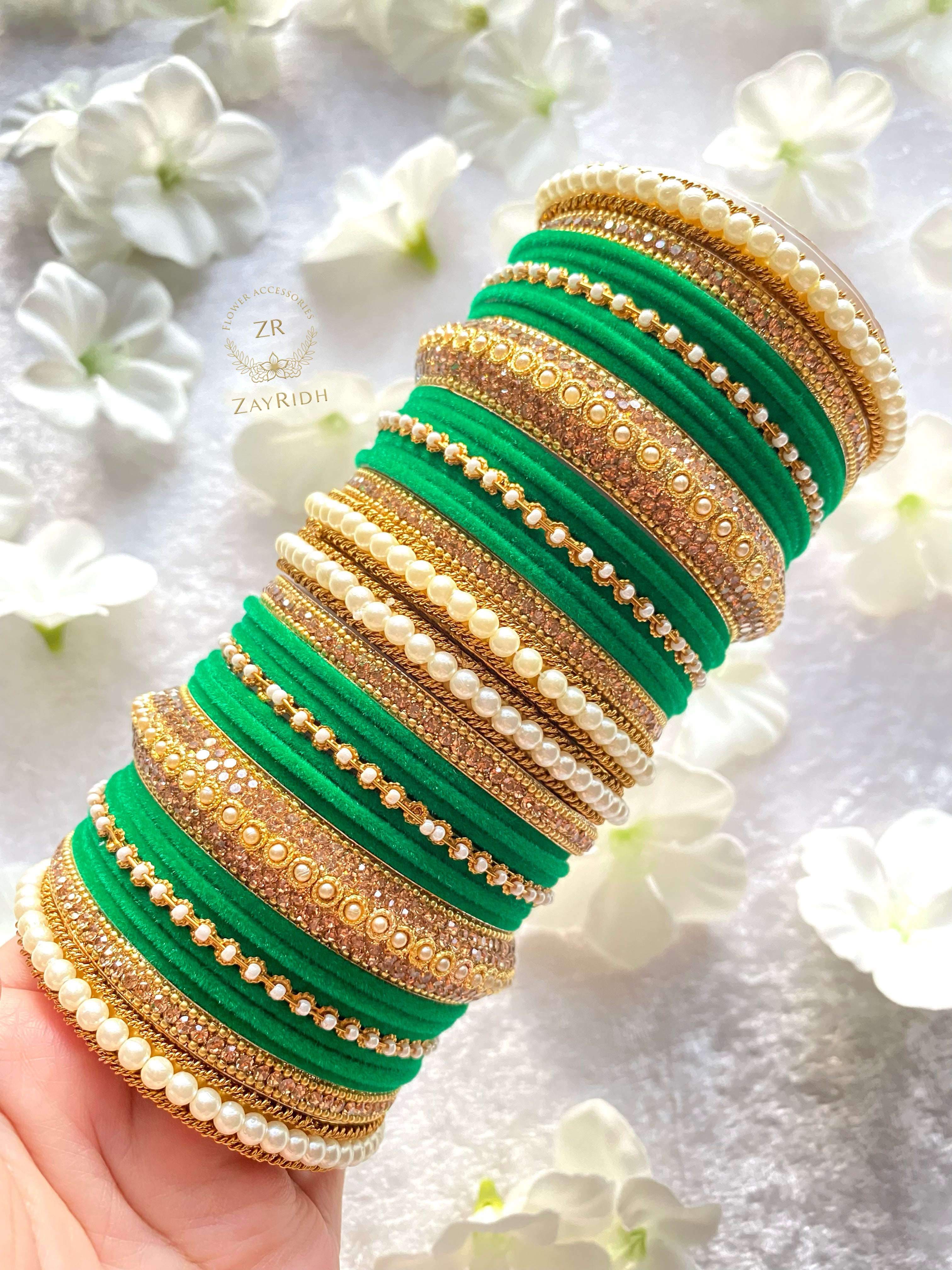 Pearl Green Asian Bangle Set – Zayridh