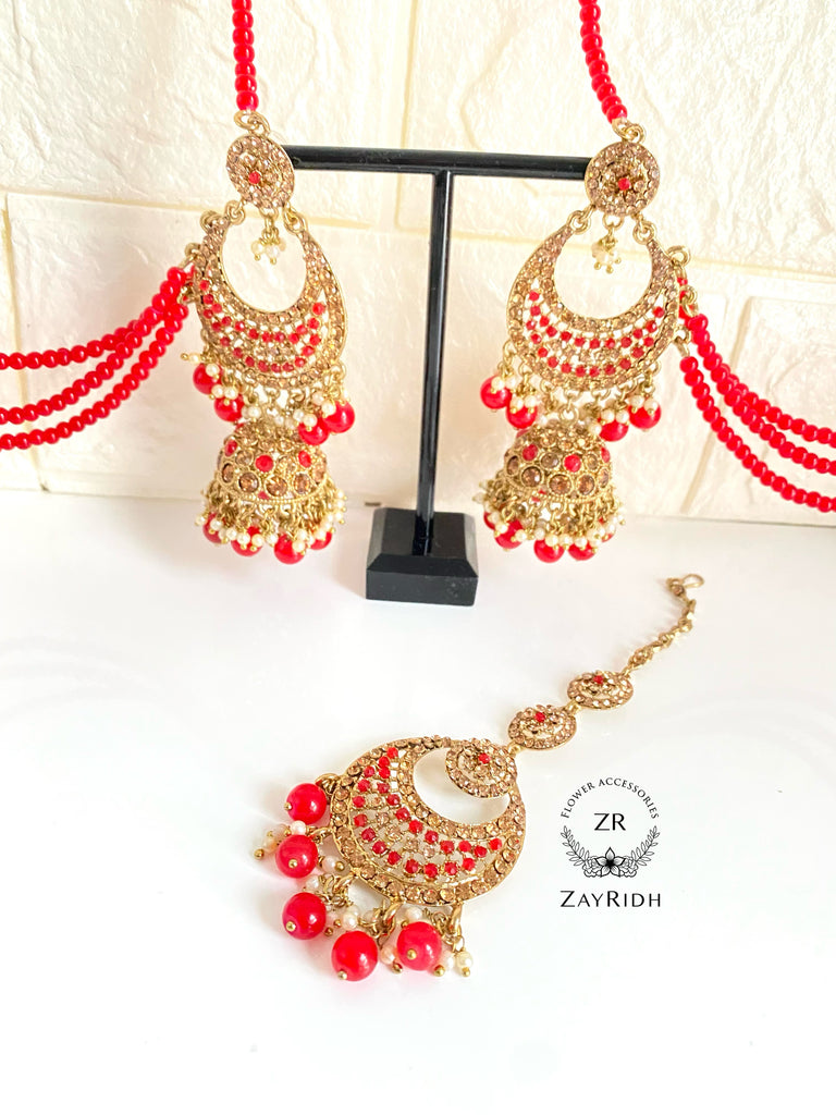  Red Earrings & Tikka