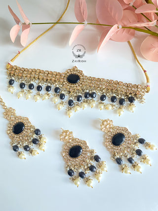 Buy black Hasna Pearl Choker Necklace Set