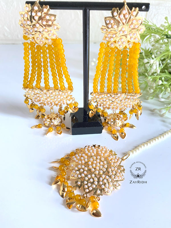 Hania Gold Platted Tikka & Earring Set