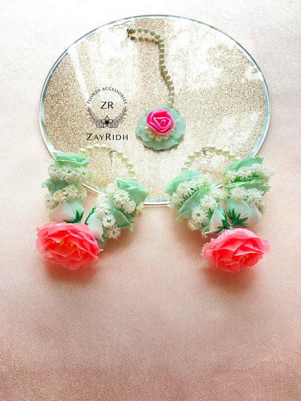 Mint Green & Pink Earring Set