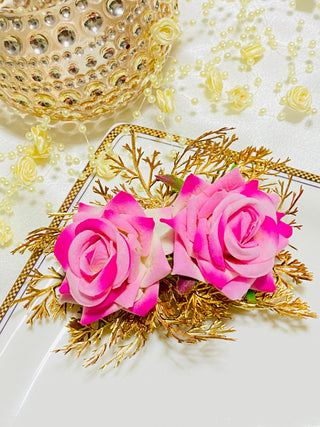 Pink and Gold Flower Hair Comb