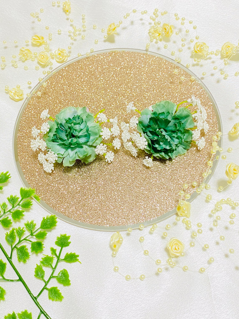 Green Flower Hair Clip