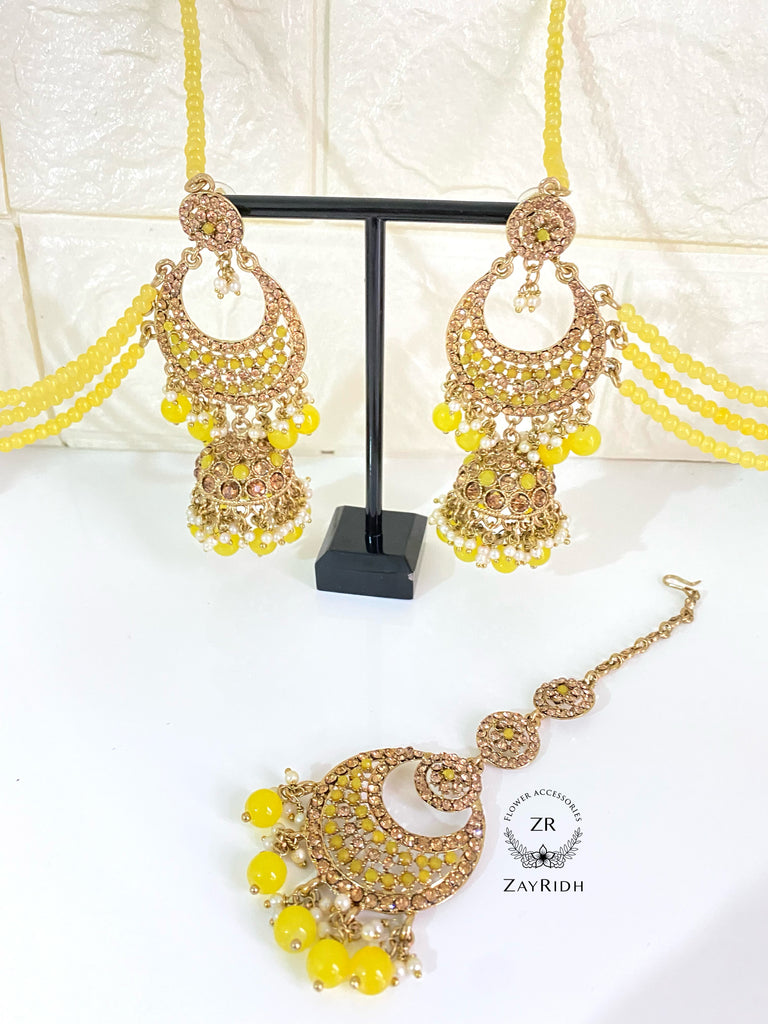  Yellow Earrings & Tikka