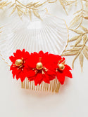 Bridal Hair Comb in Red