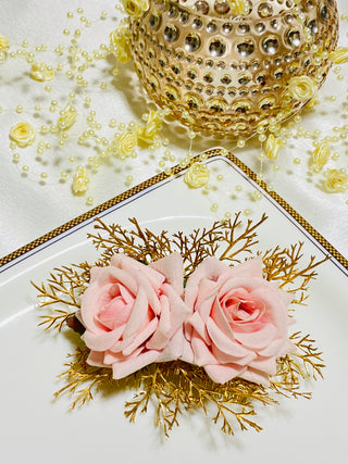Light Pink and Gold Flower Hair Comb