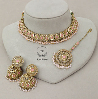 pink choker necklace set