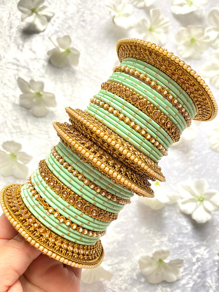 Green bangles set deals