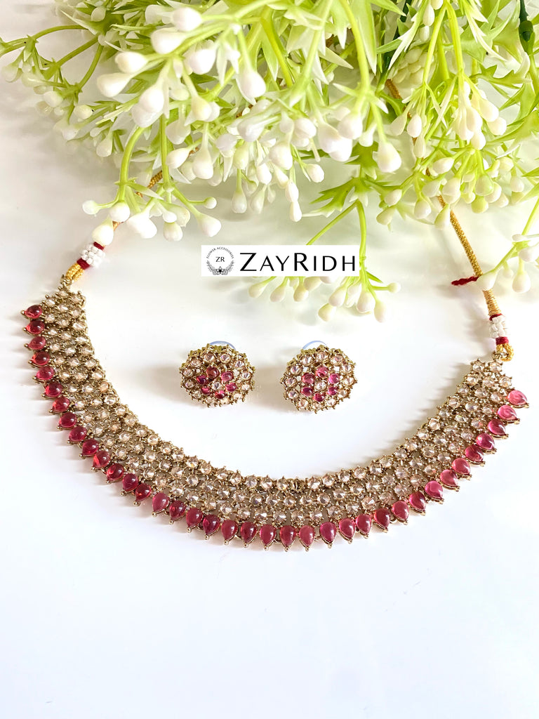 maroon necklace earring set