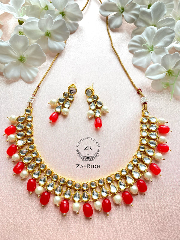 Ivory & Red Necklace Set N04