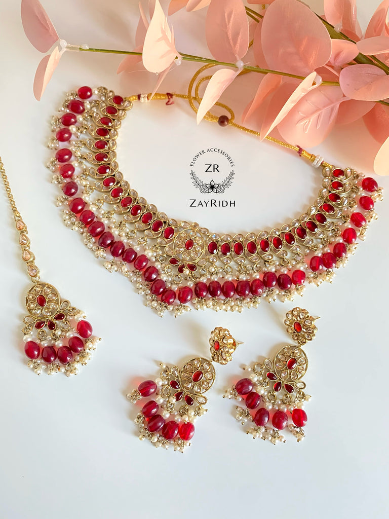 Maroon Indian necklace set