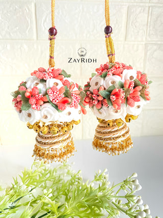 Manisha White/Peach Bridal Kaleere