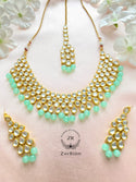 Mint Green Necklace, Earring & Tikka Set N21